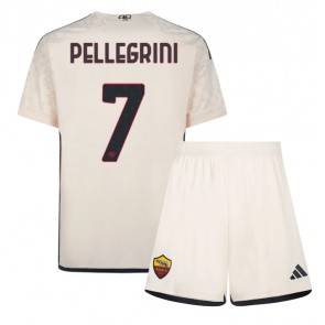 Maillot de foot AS Roma Lorenzo Pellegrini #7 Extérieur enfant 2023-24 Manches Courte (+ pantalon court)